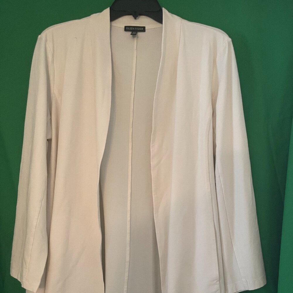 Eileen Fisher Polished Cotton Nylon Grain Coat/Topper Jacket